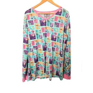 Birdie Bean Colorful Gift Print Long Sleeve Top And Pants PJ Set Size 3x